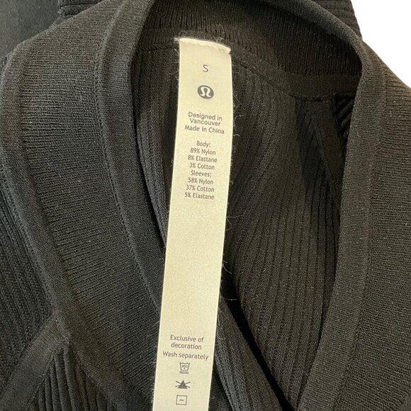 Lululemon Lightweight Ribbed Knit Jacket Black Size S Full Zip Long Sleeve - Picture 8 of 9